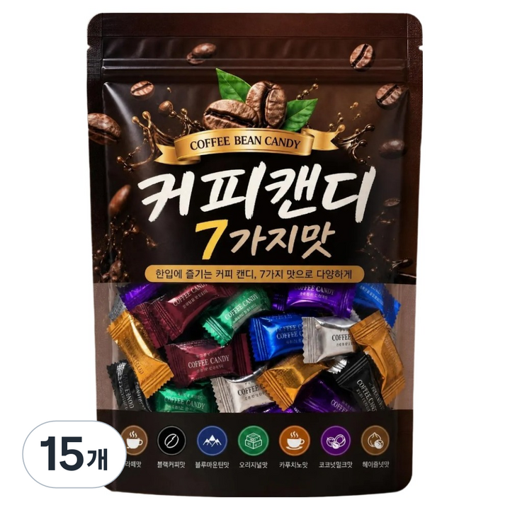 담은재 씹어먹는 커피콩 모양 캔디 7가지맛, 500g, 15개