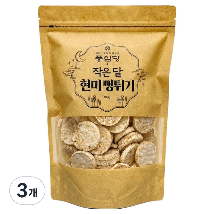 풍심당 국내산 현미 뻥튀기, 3개, 100g