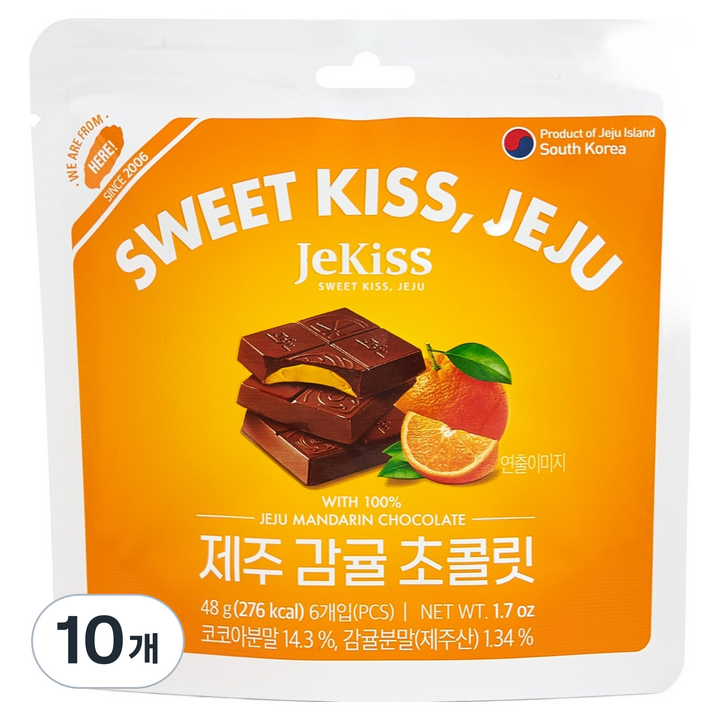 제키스 제주 감귤 초콜릿 6p, 48g, 10개