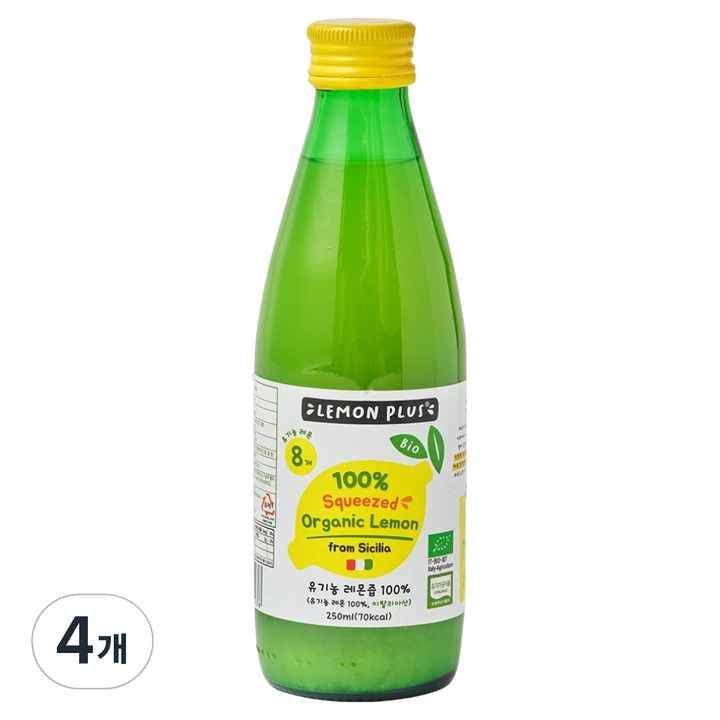 레몬플러스 유기농 레몬즙, 250ml, 4개