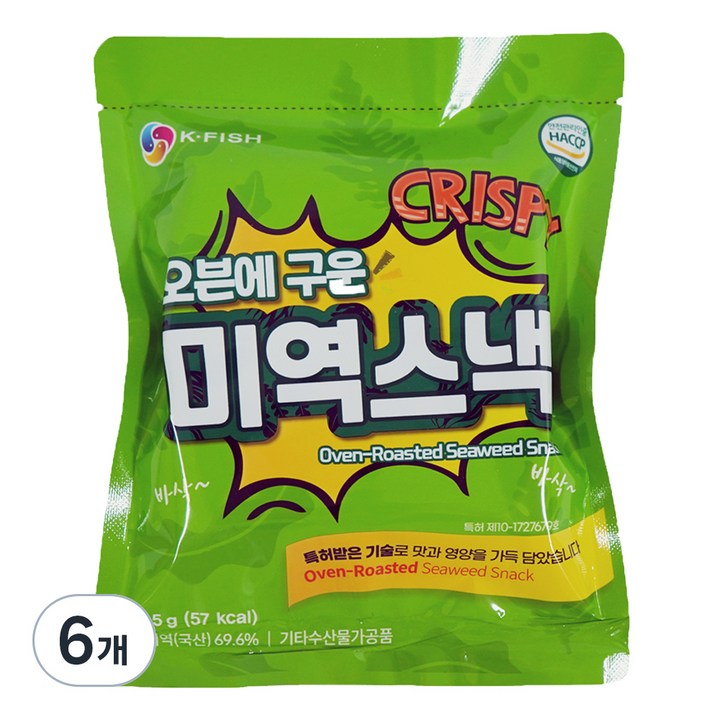 이미지 오븐에 구운 미역스낵, 15g, 6개