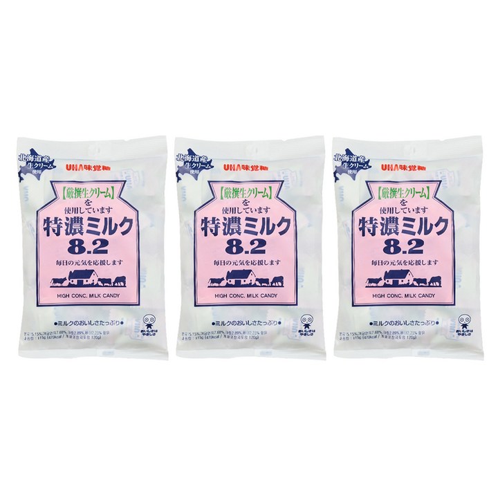 유하미카쿠토 토쿠노 밀크 캔디 8.2, 115g, 3개