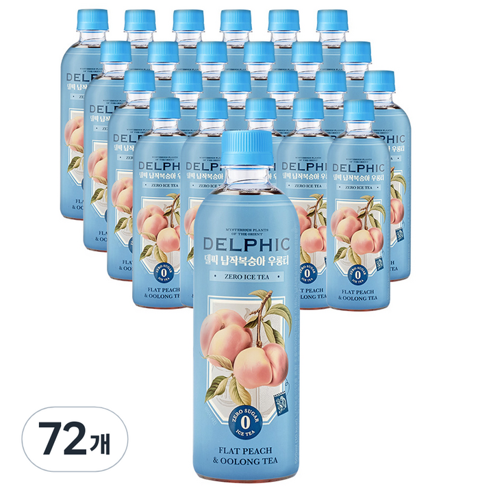 델픽 납작복숭아 우롱티 제로 아이스티, 500ml, 72개