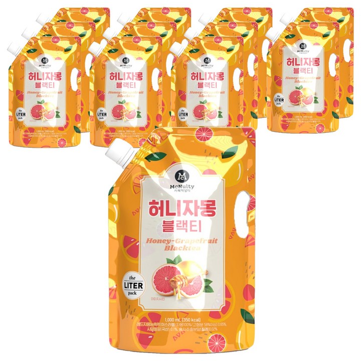 맥널티커피 허니 자몽 블랙티 대용량 파우치, 1L, 12개