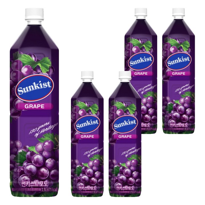 썬키스트 포도주스, 1.5L, 5개
