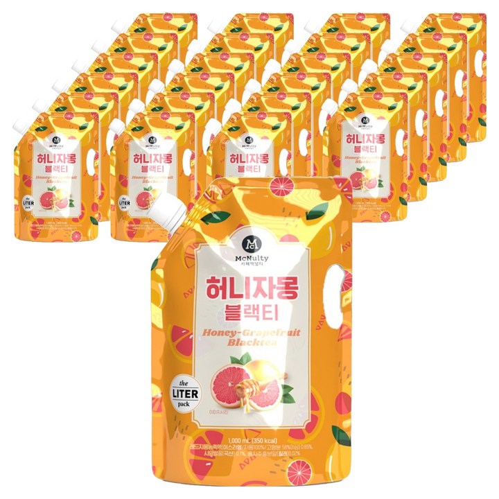 맥널티커피 허니 자몽 블랙티 대용량 파우치, 1L, 24개