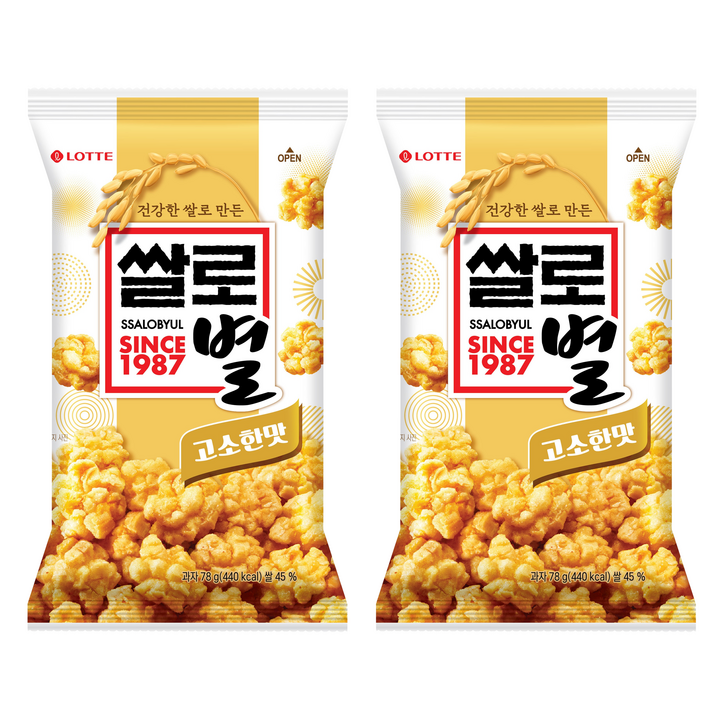 롯데웰푸드 쌀로만든 쌀로별 고소한맛, 78g, 2개