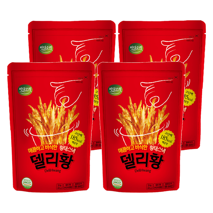 바다소리 델리황 황태스낵 매운맛, 50g, 4개