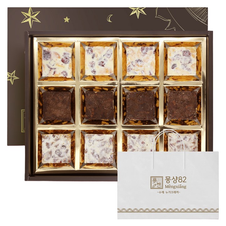 몽샹82 클래식 쫀득쿠키 올인원 12P, 1세트, 오리지널 4p + 초코 4p + 흑당 4p + 쇼핑백