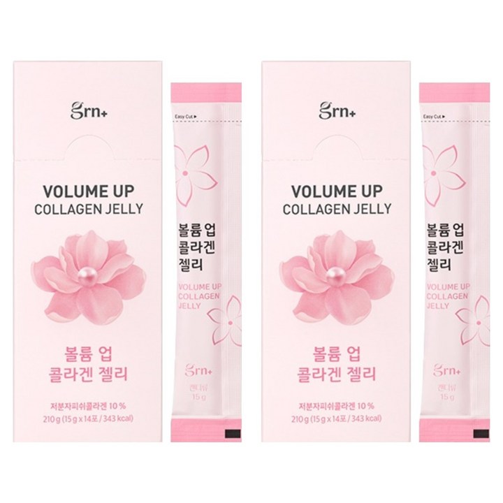 GRN 볼륨 업 저분자 콜라겐 젤리 스틱 14개입, 210g, 2개