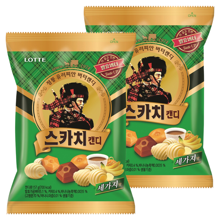 롯데웰푸드 스카치캔디 세가지맛, 2개, 157g