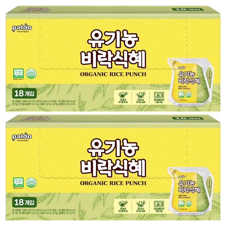 팔도 유기농 비락식혜, 36개, 110ml
