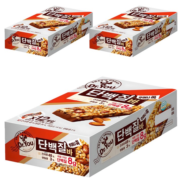 닥터유 단백질바 주머니쏙, 408g, 3개