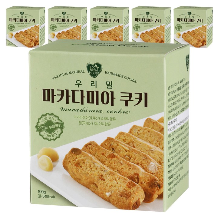 에코맘하우스 우리밀 마카다미아 쿠키, 6개, 100g