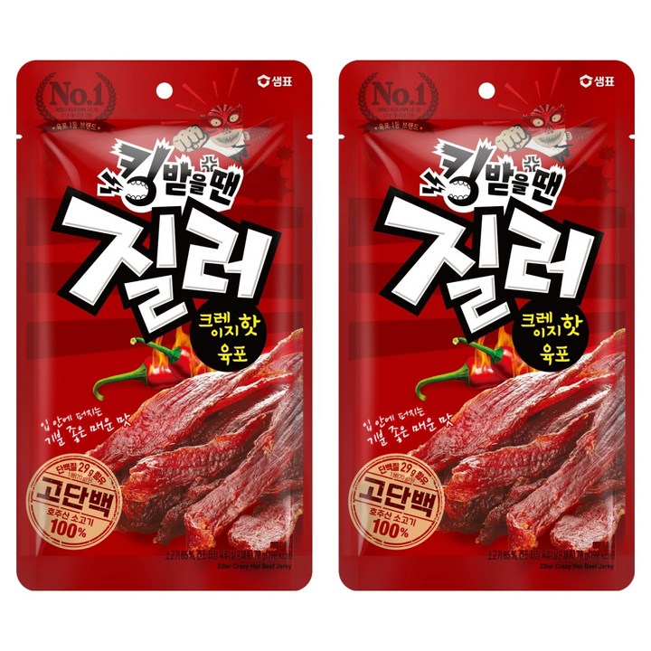 샘표 질러 크레이지 핫 육포, 70g, 2개