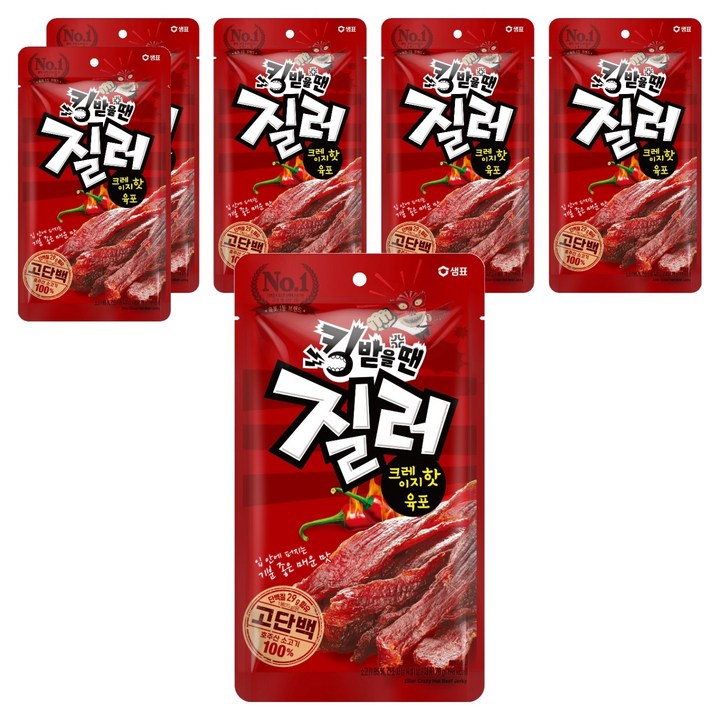 질러 크레이지핫 육포, 70g, 6개