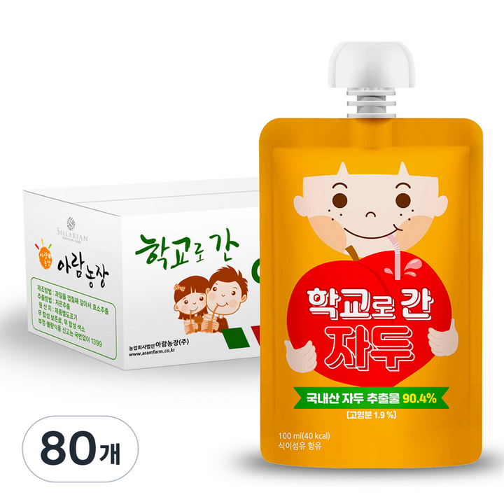 아람농장 학교로 간 자두, 100ml, 80개, 자두맛