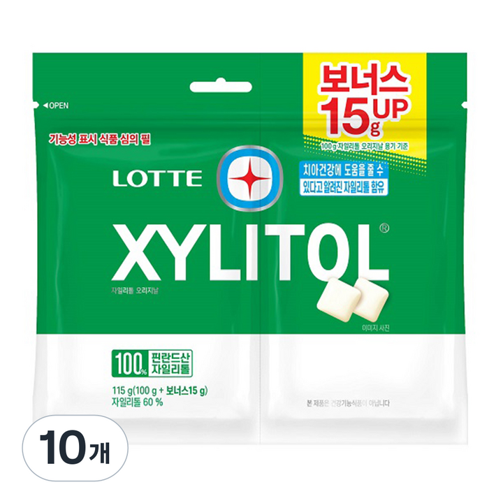 롯데자일리톨 오리지날 껌 리필, 115g, 10개