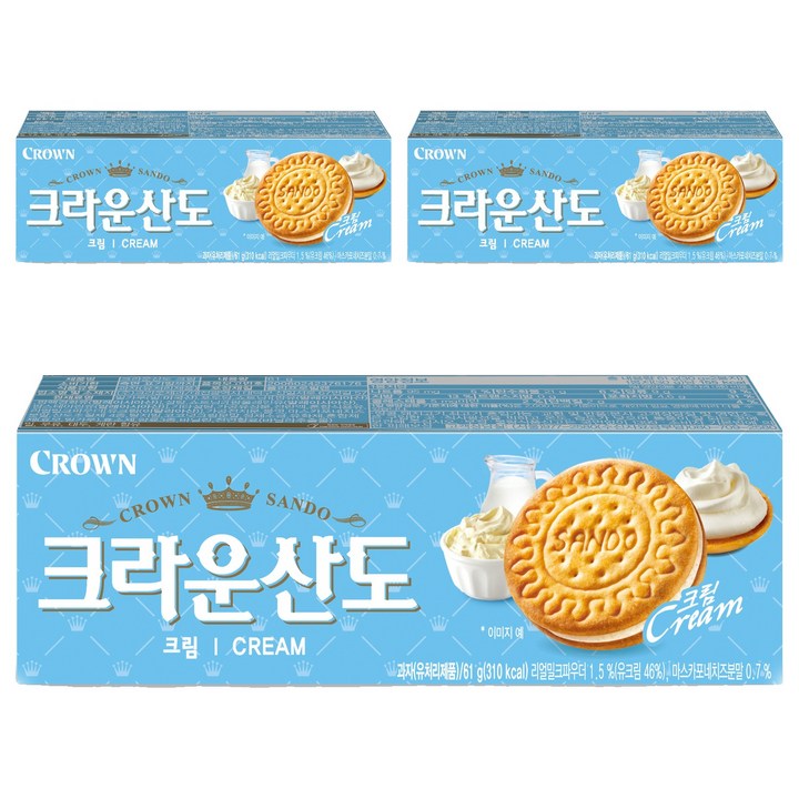크라운산도 크림, 61g, 3개