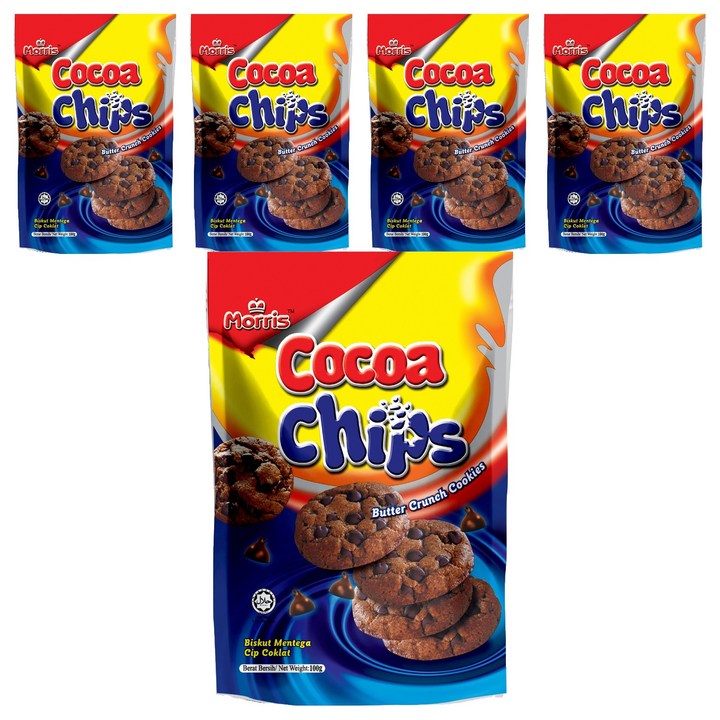모리스 코코아칩스, 5개, 100g