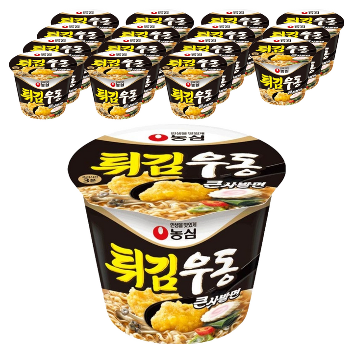 농심 튀김우동 큰사발면 111g, 16개