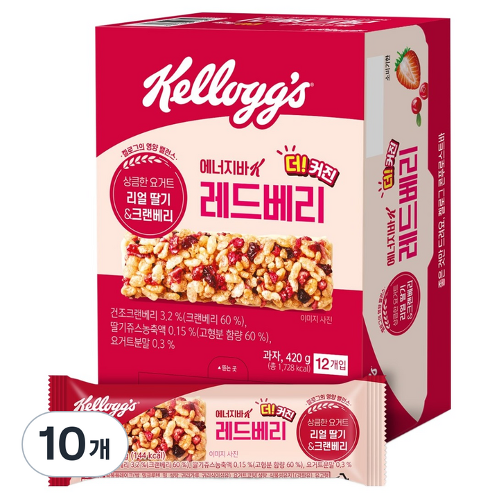 켈로그 에너지바 K 레드베리 12p, 420g, 10개