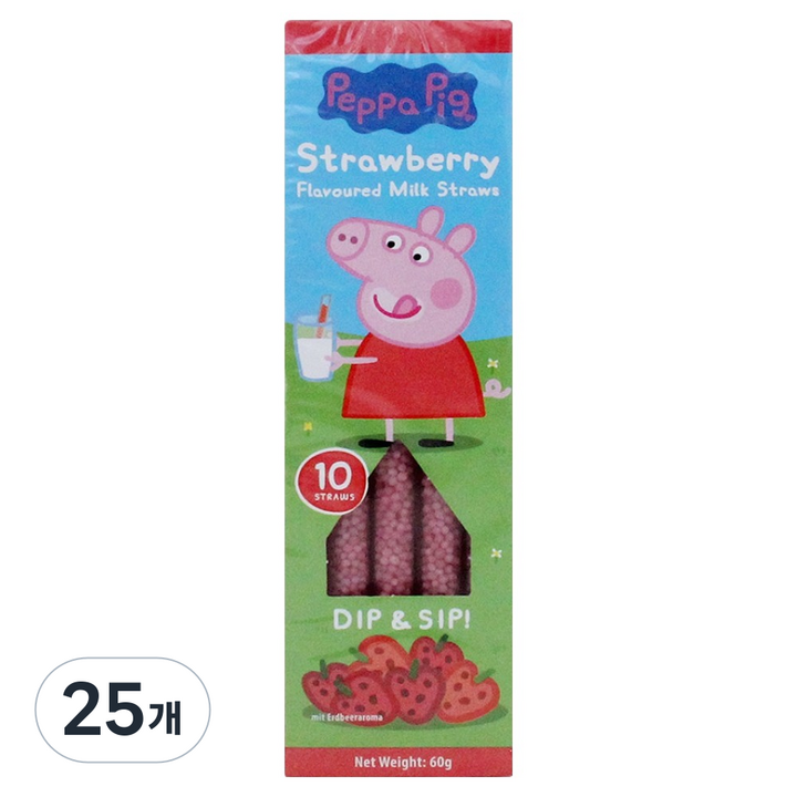 페파피그 딸기맛 스트로우, 60g, 25개