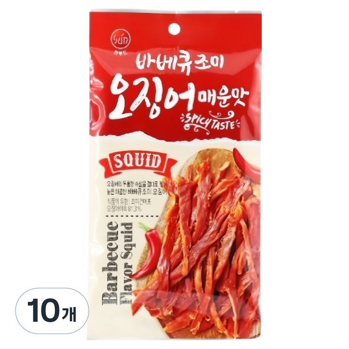 썬푸드 바베큐 조미오징어 매운맛, 30g, 10개