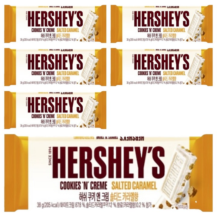 허쉬 쿠키 앤 크림 솔티드 카라멜 초콜릿, 6개, 38g