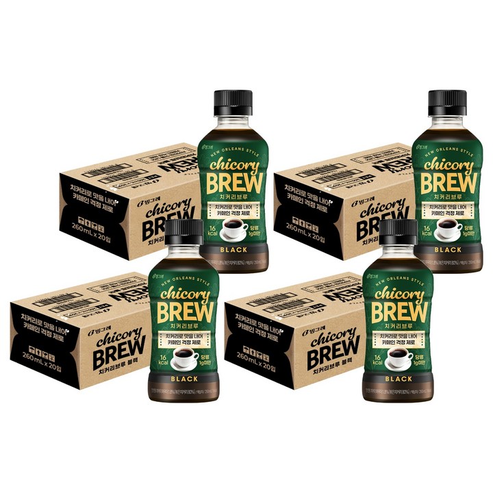 빙그레 치커리브루 블랙, 260ml, 80개