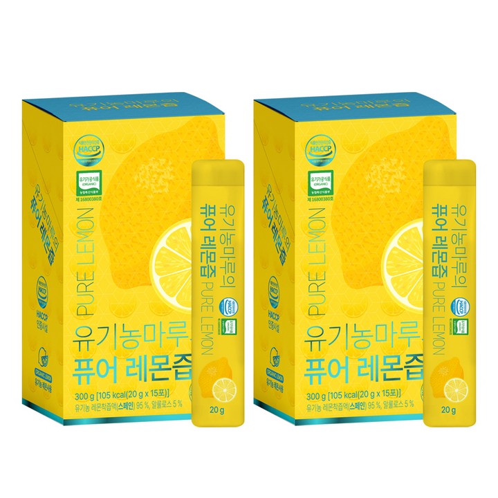 유기농마루 정품 퓨어 레몬즙 스틱, 300g, 2개