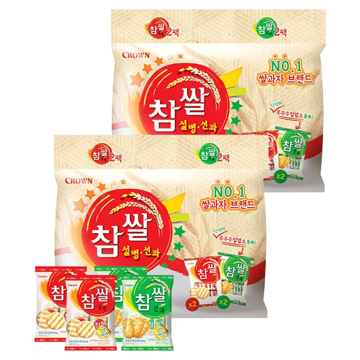 크라운 참쌀 설병 128g x 2p + 선과 115g x 2p, 2세트