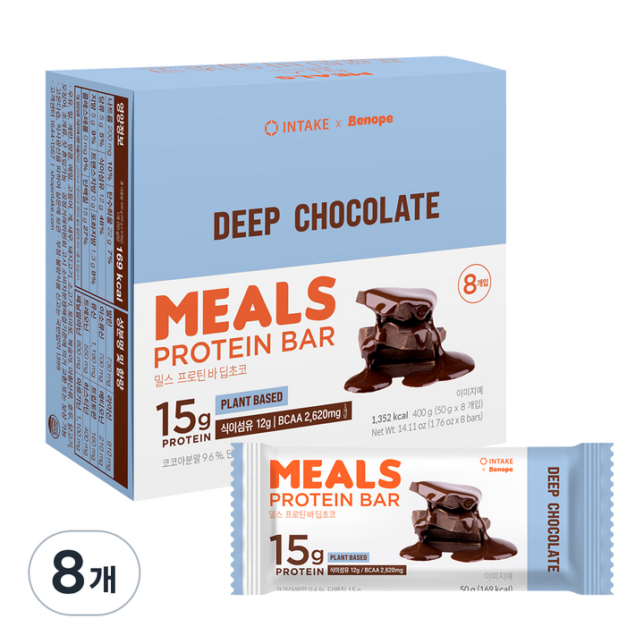 인테이크 밀스 프로틴 바 딥초코, 400g, 8개