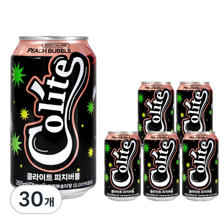 콜라이트 피치버블 제로콜라, 355ml, 30개
