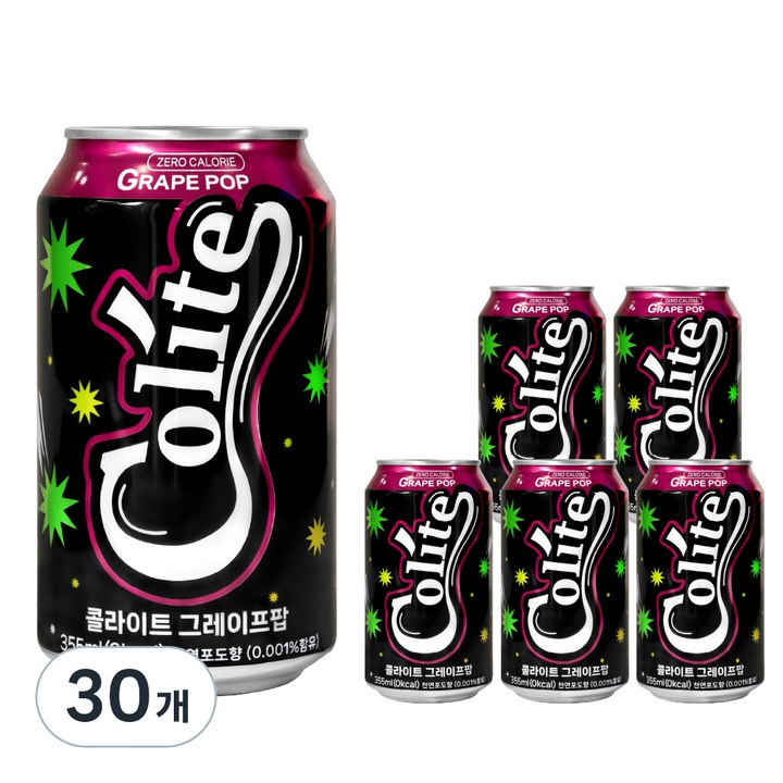 콜라이트 그레이프팝 제로콜라, 355ml, 30개