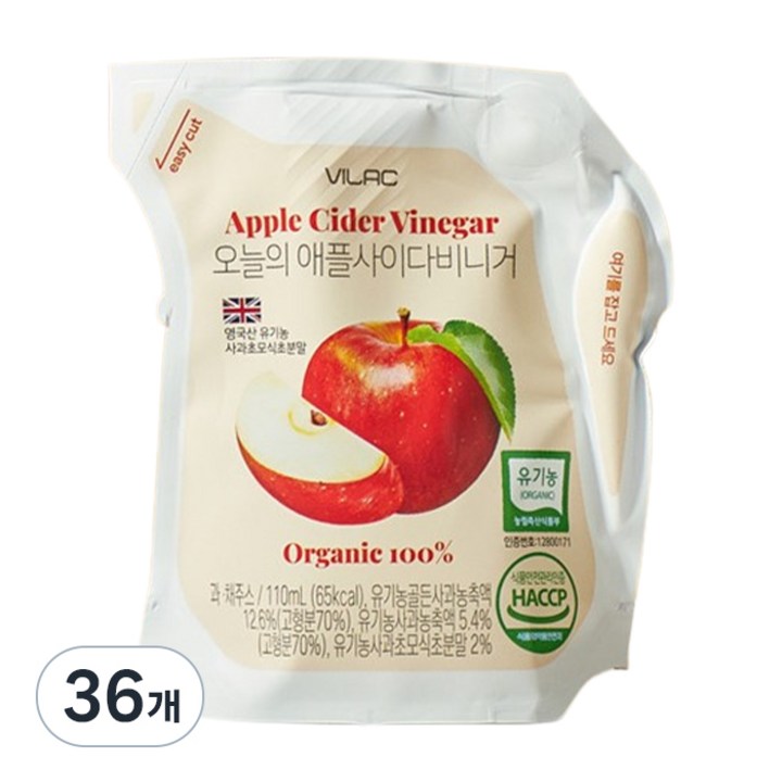 비락 오늘의 애플사이다 비니거, 110ml, 36개