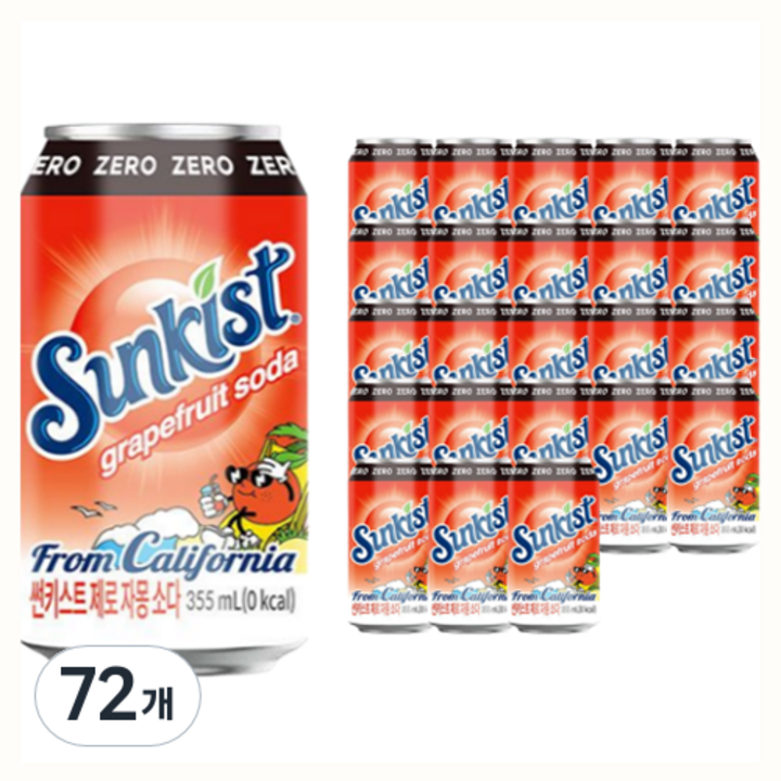 썬키스트 제로 자몽소다, 355ml, 72개