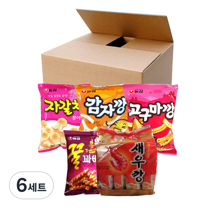 농심 감자깡 42g + 고구마깡 45g + 자갈치 45g + 꿀꽈배기 55g + 새우깡 미니 30g x 4p, 6세트