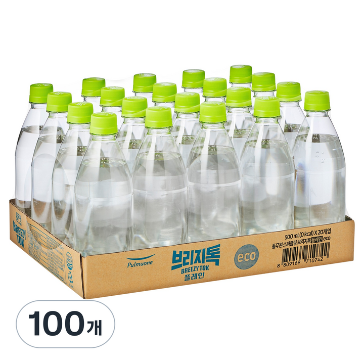 브리지톡 풀무원 탄산음료 플레인 eco 무라벨, 100개, 500ml