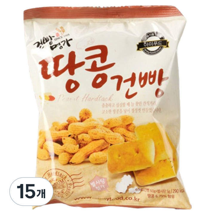 아미푸드 땅콩건빵, 65g, 15개