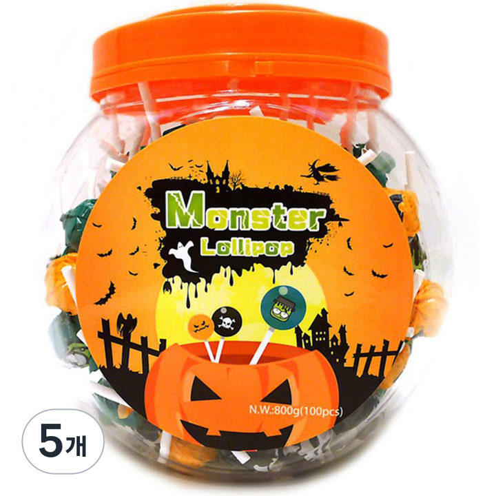 대용량 할로윈 몬스터 롤리팝 캔디 100p, 800g, 5개