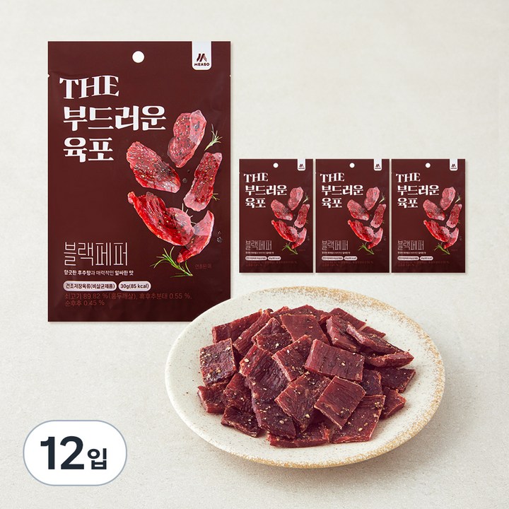 THE 부드러운 육포 블랙페퍼 30g, 12입