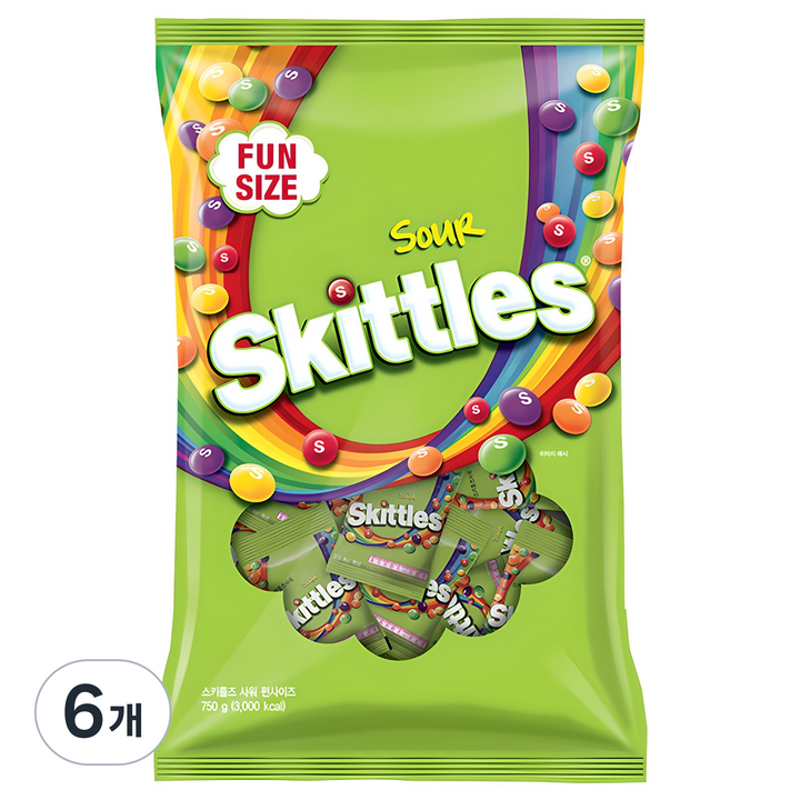 스키틀즈 사워 펀사이즈, 750g, 6개