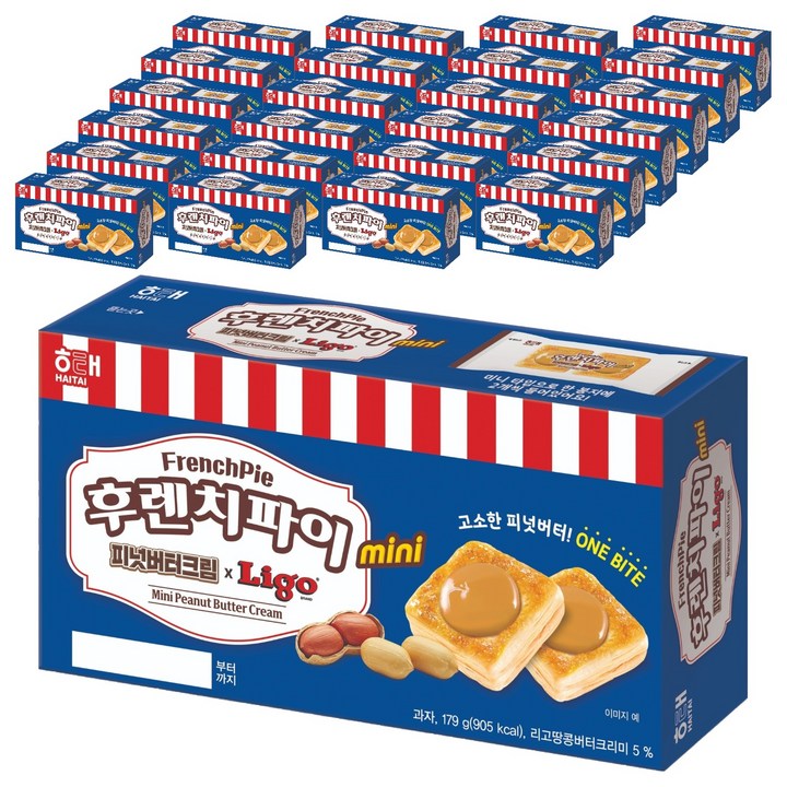 해태제과 후렌치파이 mini 피넛버터크림 x LIGO 15p, 179g, 25개