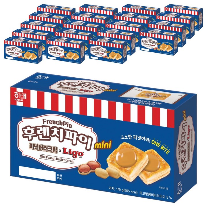해태제과 후렌치파이 mini 피넛버터크림 x LIGO 15p, 179g, 20개