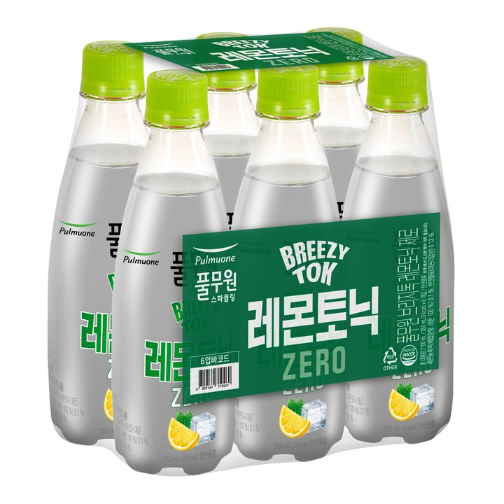 브리지톡 레몬토닉 제로 탄산음료, 350ml, 6개