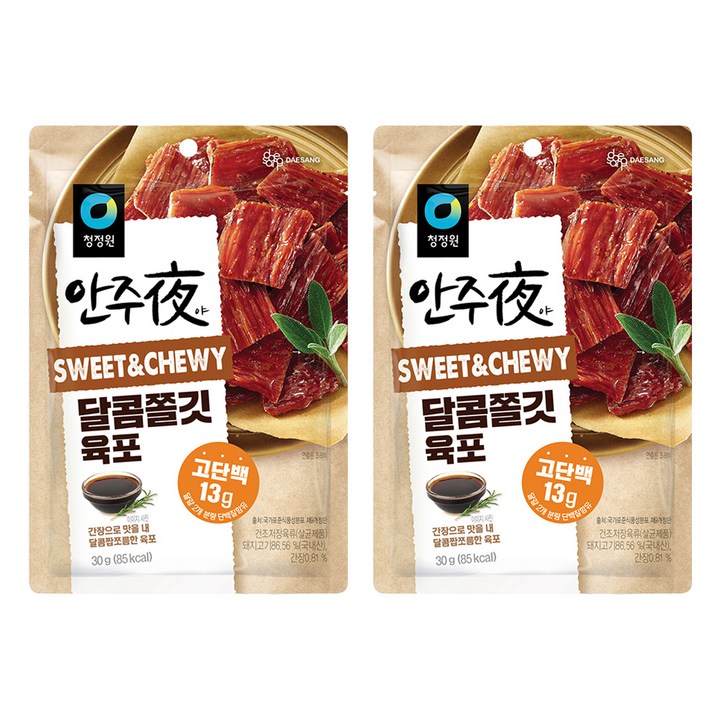 청정원 바로 eat 안주夜 달콤쫄깃 육포, 30g, 2개