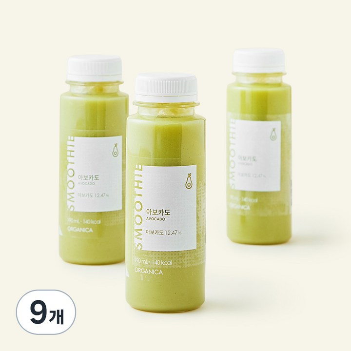 올가니카 아보카도 과채주스, 190ml, 9개