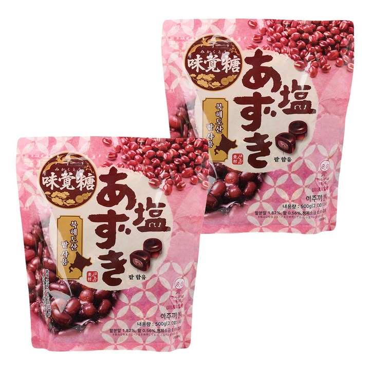 유하미카쿠토 아주끼 팥 맛 캔디, 500g, 2개