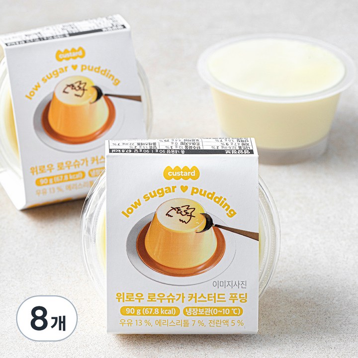 위로우 로우슈가 커스터드 푸딩, 90g, 1개입, 8개